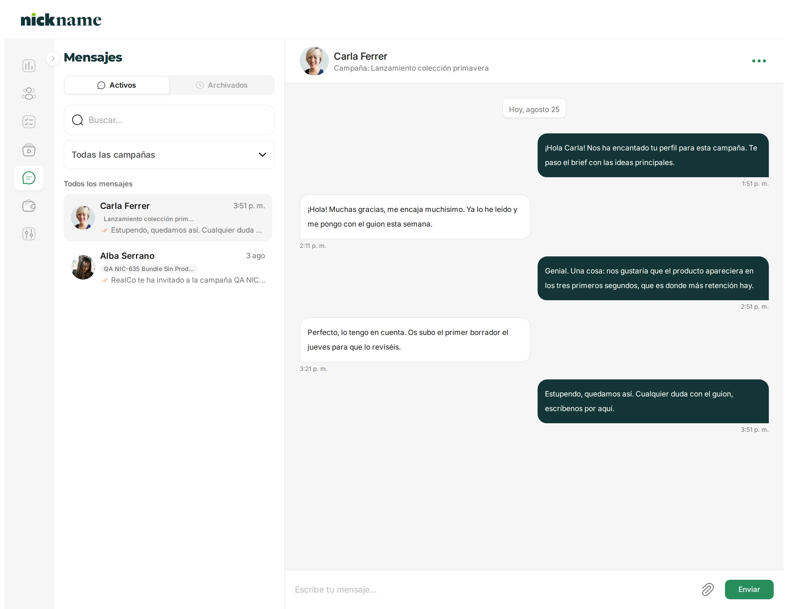 Comunicación directa con creadores
