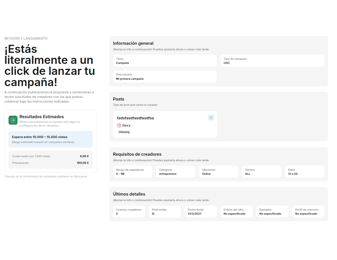 Condiciones de rendimiento acordadas