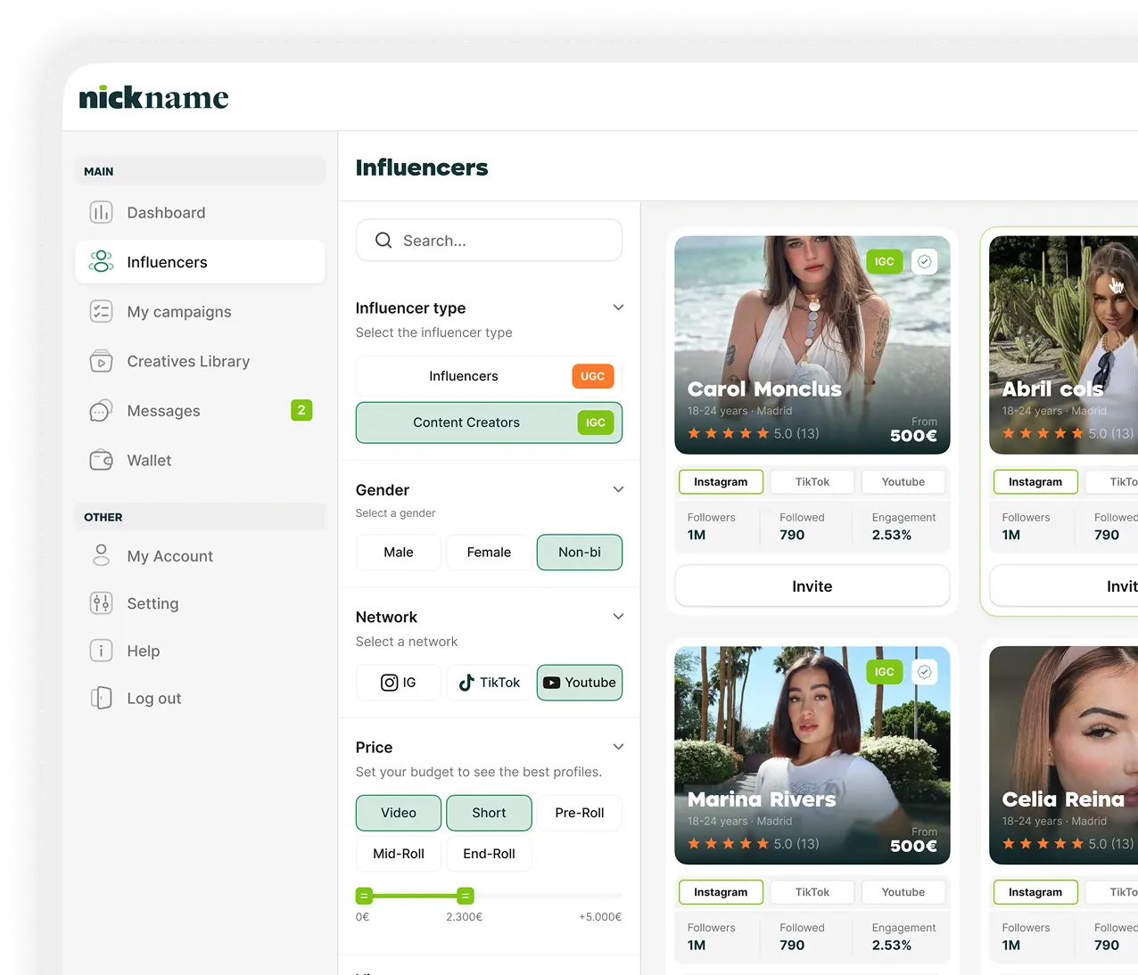 Creación de campañas